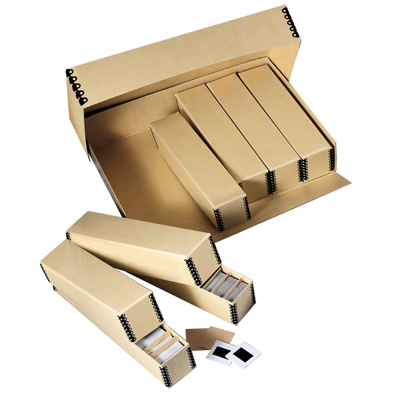 Lineco, Archival Slide Storage Box 15.5" x 11.5" x 3", Holds Up to 840 Films, With 6 Inner File Cases, Tan - Image 1